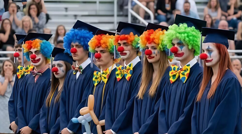 Alle klasgenoten van mijn dochter kwamen naar de diploma-uitreiking verkleed als clowns, en toen ik eindelijk begreep waarom ze zich zo vreemd gedroegen, kon ik mijn tranen niet tegenhouden