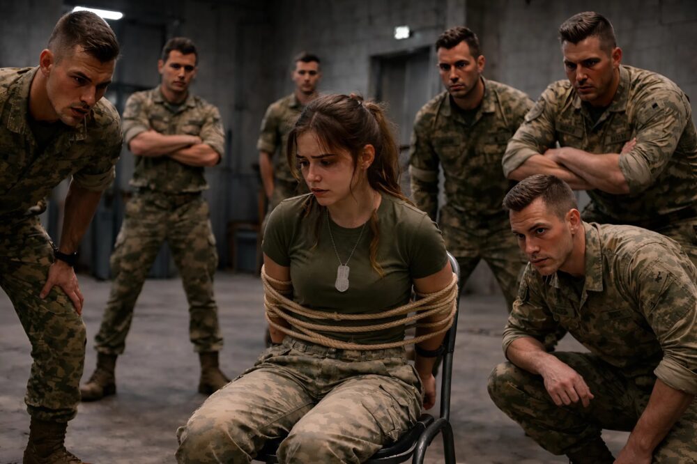 “Sla haar harder, ze is zwak!” lachten de soldaten terwijl ze de nieuwe rekruut vernederden, zonder te vermoeden wat er enkele minuten later zou gebeuren