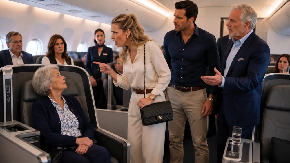 "Ga terug naar de economyklasse, daar hoor je thuis", zei een arrogante vrouw tegen mij, terwijl ze beweerde dat ik de plaats van haar man had ingenomen. Ik stond al op het punt om op te staan en mijn stoel aan hem af te staan toen er iets onverwachts gebeurde