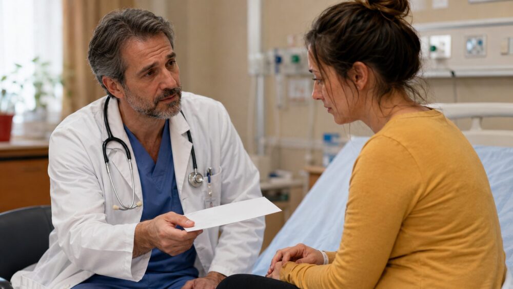 "Je man had me laten beloven dat ik het na zijn overlijden aan je zou overhandigen", zei de dokter tegen me terwijl hij me een envelop gaf