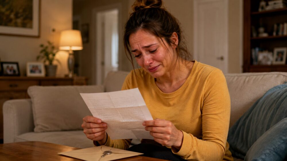 "Je man had me laten beloven dat ik het na zijn overlijden aan je zou overhandigen", zei de dokter tegen me terwijl hij me een envelop gaf