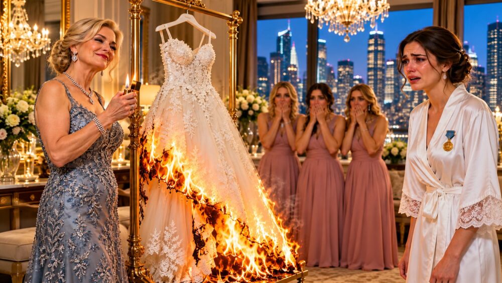 Mijn schoonmoeder verbrandde mijn trouwjurk 30 minuten voor de ceremonie en zei: "Je zult nooit deel uitmaken van deze familie\!" Ze dacht dat ze me had vernederd, maar er was één ding dat ze niet wist en dat alles zou veranderen
